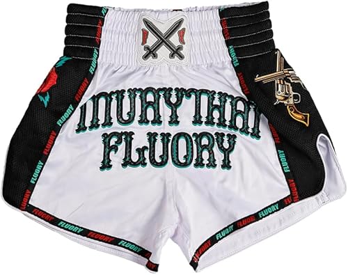 Miniatura 185 de Fluory - Pantalones cortos de lucha para muay thai, shorts de MMA, ropa de entrenamiento para lucha en jaula, grappling, artes marciales, kickboxing
