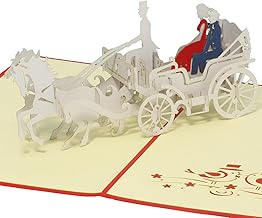 LINPOPUP®, LIN17068, Pop-Up Karte Hochzeitskarte 3D Karte Hochzeit Hochzeitseinladung Glückwunschkarte Brautpaar Hochzeitskutsche, N84