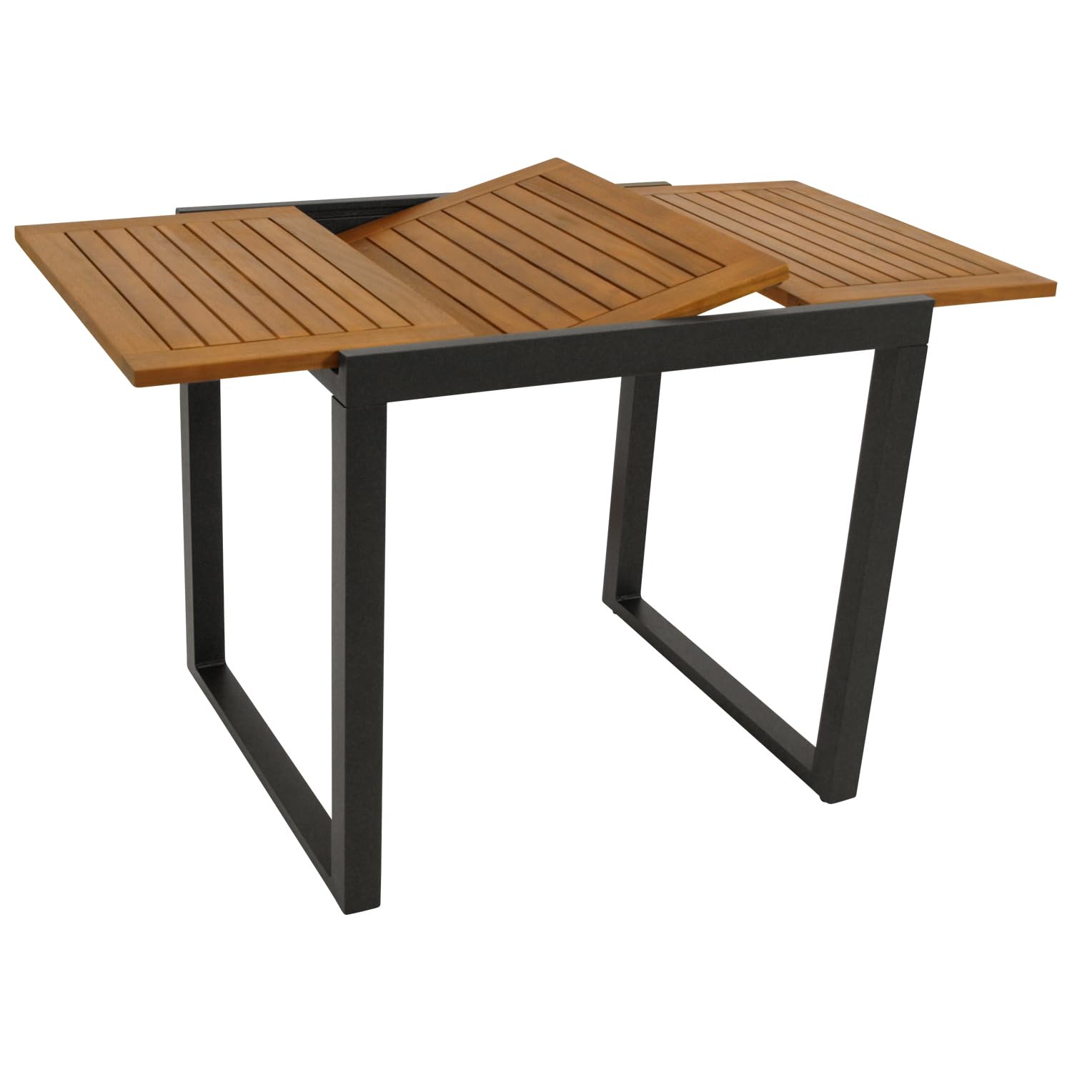 DEGAMO Gartentisch Balkontisch ausziehbar RIVELLO 80/120x70cm – Aluminium anthrazit + Akazienholz geölt