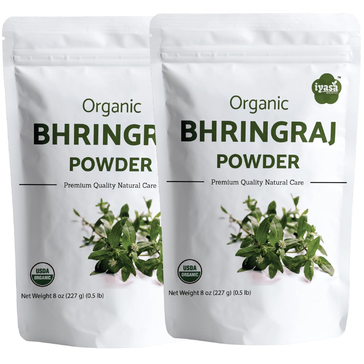 Organic Bhringraj Powder 16 oz - Pure Eclipta Alba Herbal Hair Oil Mix Ayurvedic Powders for Hair Growth & Skin - Natural Herbal Hair Care, Pure Ayurveda Products by Iyasa Holistics