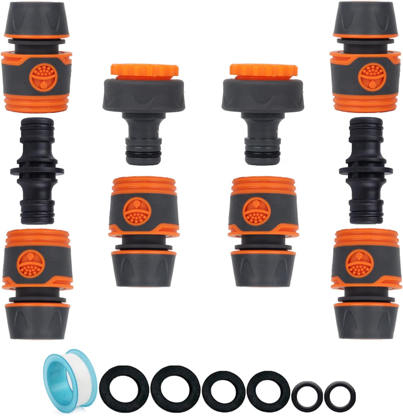 Garden Hose Connector for Hose Pipe, Outside Tap to Hose Connector Fittings Set - Quick Connector, Tap Adapter for Tap 3/4''&1/2'' 2 in 1