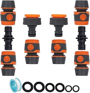 Garden Hose Connector for Hose Pipe, Outside Tap to Hose, Hose to Hose Connector Fittings Set - 6 Quick Connector for Hose, 2 Adapter Connector for Tap 3/4''&1/2'' 2 in 1, 2 Double Male Hose Connector