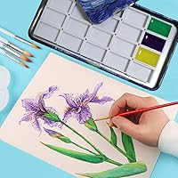 Vista 4 de FCLUB Paleta de acuarela vacía, 20 pozos con tiras magnéticas y ligera, paleta de acuarela de metal, soporte para pintura, paleta de pintura