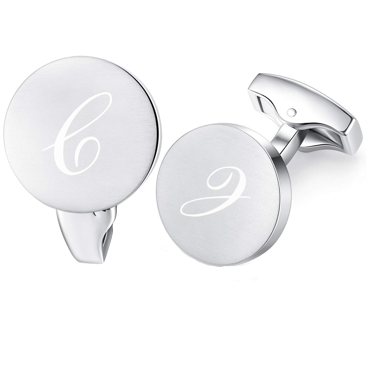 HONEY BEAR Carta Inicial Alfabeto Gemelos - Acero Inoxidable para la Camisa de los Hombres Regalo de Boda del Negocio,plata