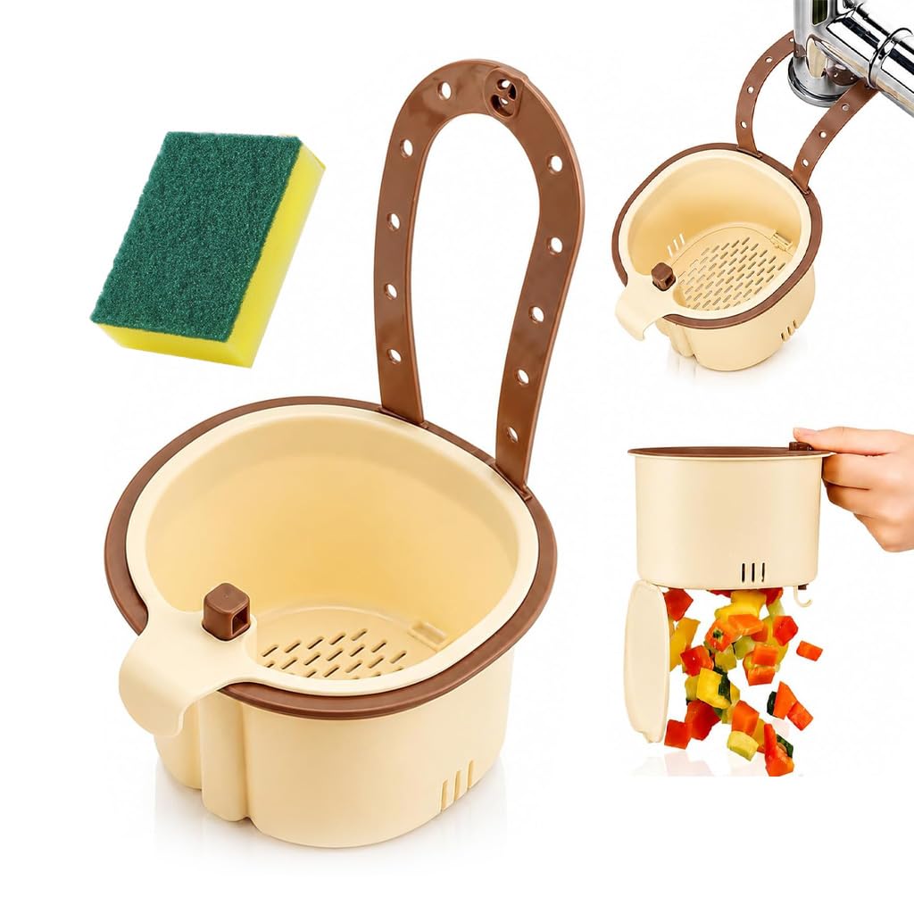 Hanging Sink Drain Basket for Kitchen Sink Drain Strainer (Brown)