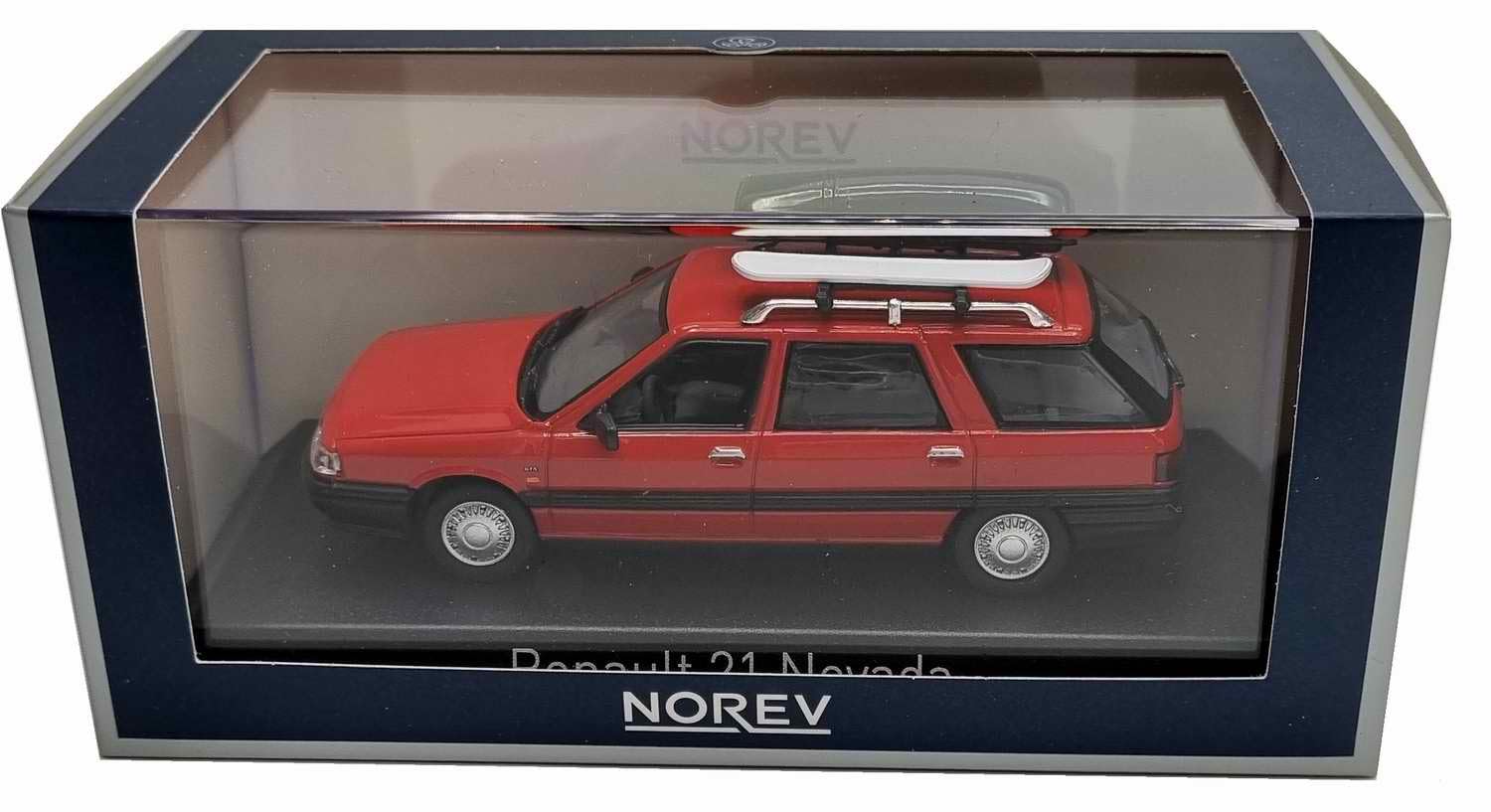 sast RENAULT21 Nevada 1989 Rouge avec Coffre de Toit R21 Break Voiture de Collection NOREV 1/43