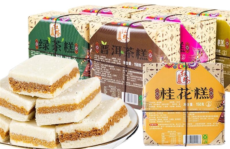 【6 Flavors Pastry】Sesame Mung Bean Rose Chestnut Cake,Healthy Nutritious Breakfast,Cookies,Instant Food,Dim Sum,Casual Snack,Dessert,Delicious Chinese Snack Gift (Mixed taste,3boxes)