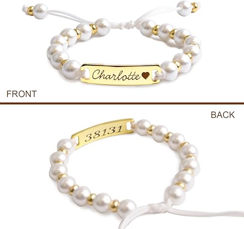 Miniatura 4 de Pulseras de bebé personalizadas para niñas pequeñas, pulsera con nombre de perlas para niñas, tamaño ajustable para bebés y niñas, regalos