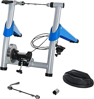 HOMCOM Entrenador de Bicicleta Rodillo para Bicicleta Plegable Portátil con Resistencia Magnética Ajustable de 8 Niveles para Ruedas de 650C, 700C o 26" - 29" 77x56x47,5 cm Azul