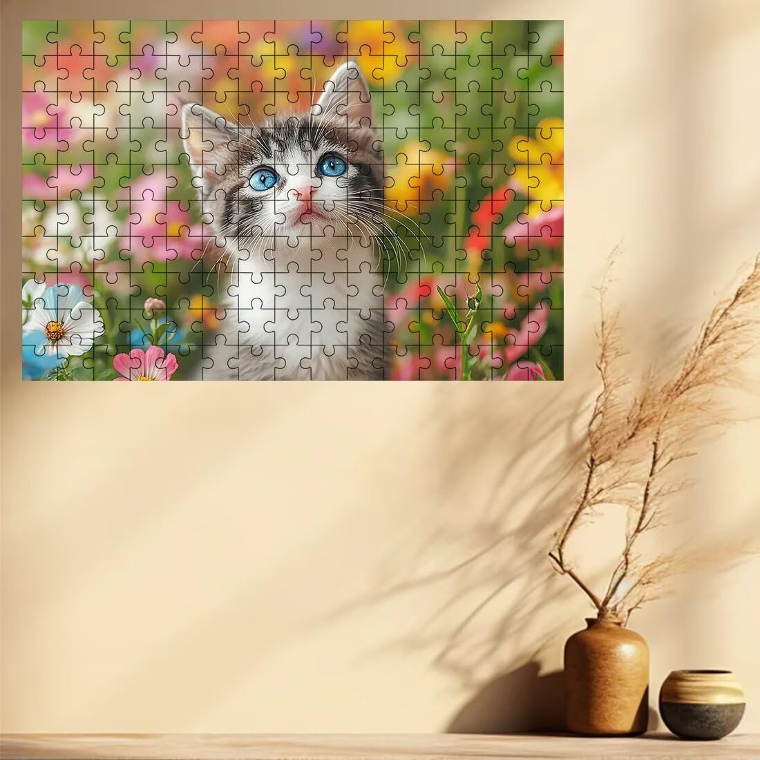 Puzzle 1500 elementów kota, puzzle kwiatowe dla dorosłych, klasyczne puzzle gry edukacyjne do aktywności rodzinnej, najwyższej jakości drewniane puzzle z pudełkiem na prezent dla mężczyzny, prezent