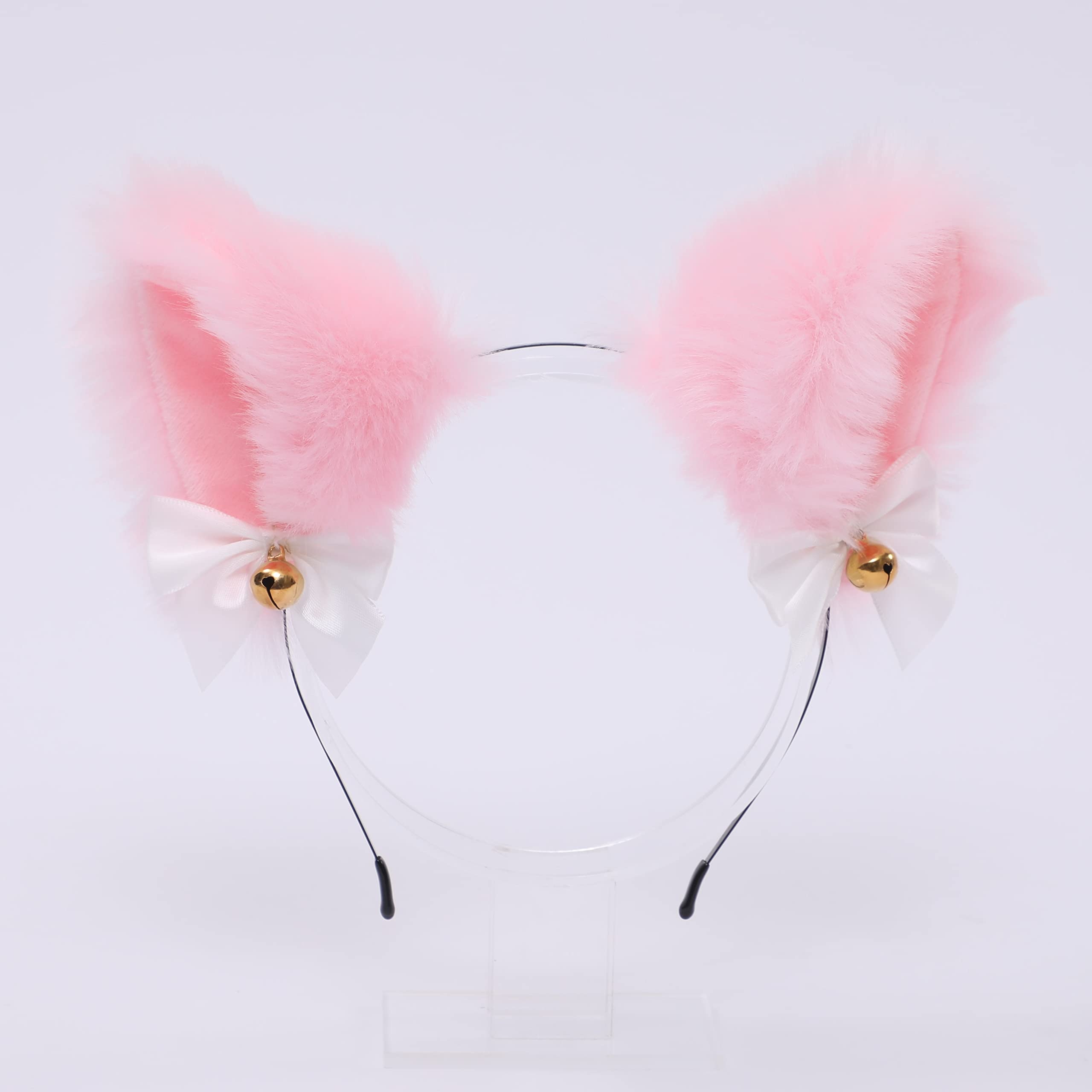 Faylay Cosplay Girl Plush Furry Cat Ears Headwear Accessory for Cam Girl Party (18-Pink)