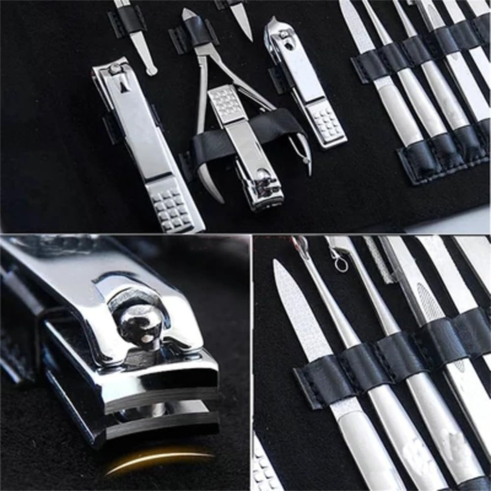 Ensemble de 15 Coupe-Ongles en Acier Inoxydable pour la Maison, Outil de Nettoyage Personnel, Pince à Ongles, Ensemble de pédicure, Bleu foncé (Blanc)