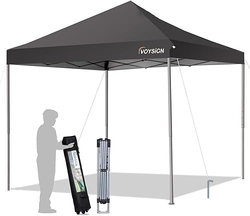 Miniatura 9 de Tienda de campaña desplegable de 10 x 10 pies con pierna inclinada, refugio solar instantáneo al aire libre, color blanco, incluye 1 bolsa