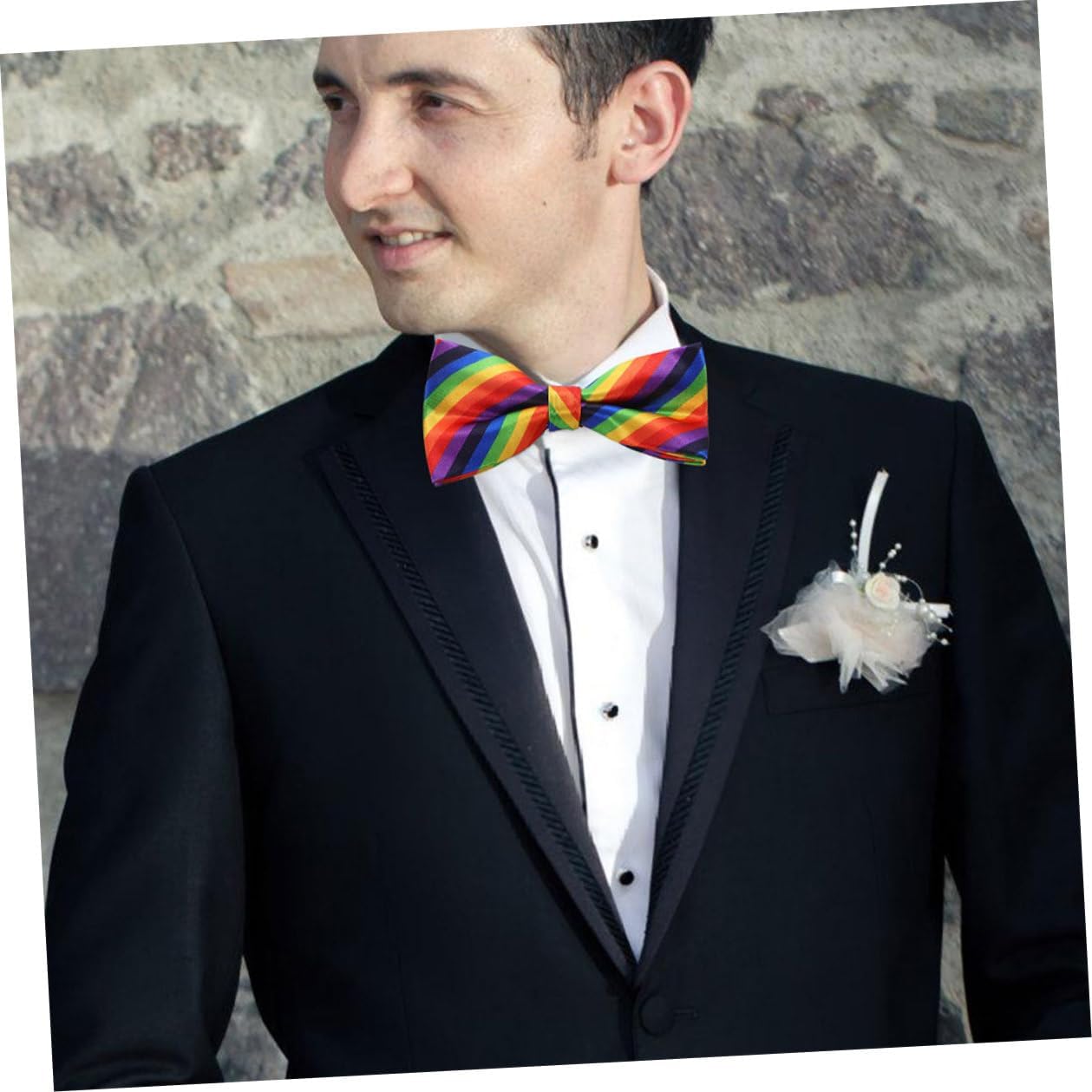 SUPVOX 2pcs Rainbow Striped Bow Ties Pre-tied Polyester Unisex Party Accessories Festival Decor for Men Women