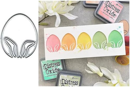 Huevos de Pascua, orejas de conejo, troqueladas de metal, plantillas de corte de huevos de Pascua de conejo, plantillas cortadas para tarjetas de