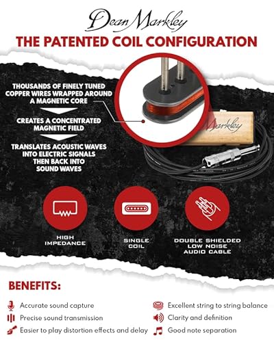 Dean Markley Pro Mag Plus Acoustic Guitar Humbucker Pickups, Maple Wood Design Active Soundhole Pickup Ebony Finish, Hum-Cancelling Acoustic Guitar Pickup For Studio Recording And Live Performance #TOP1