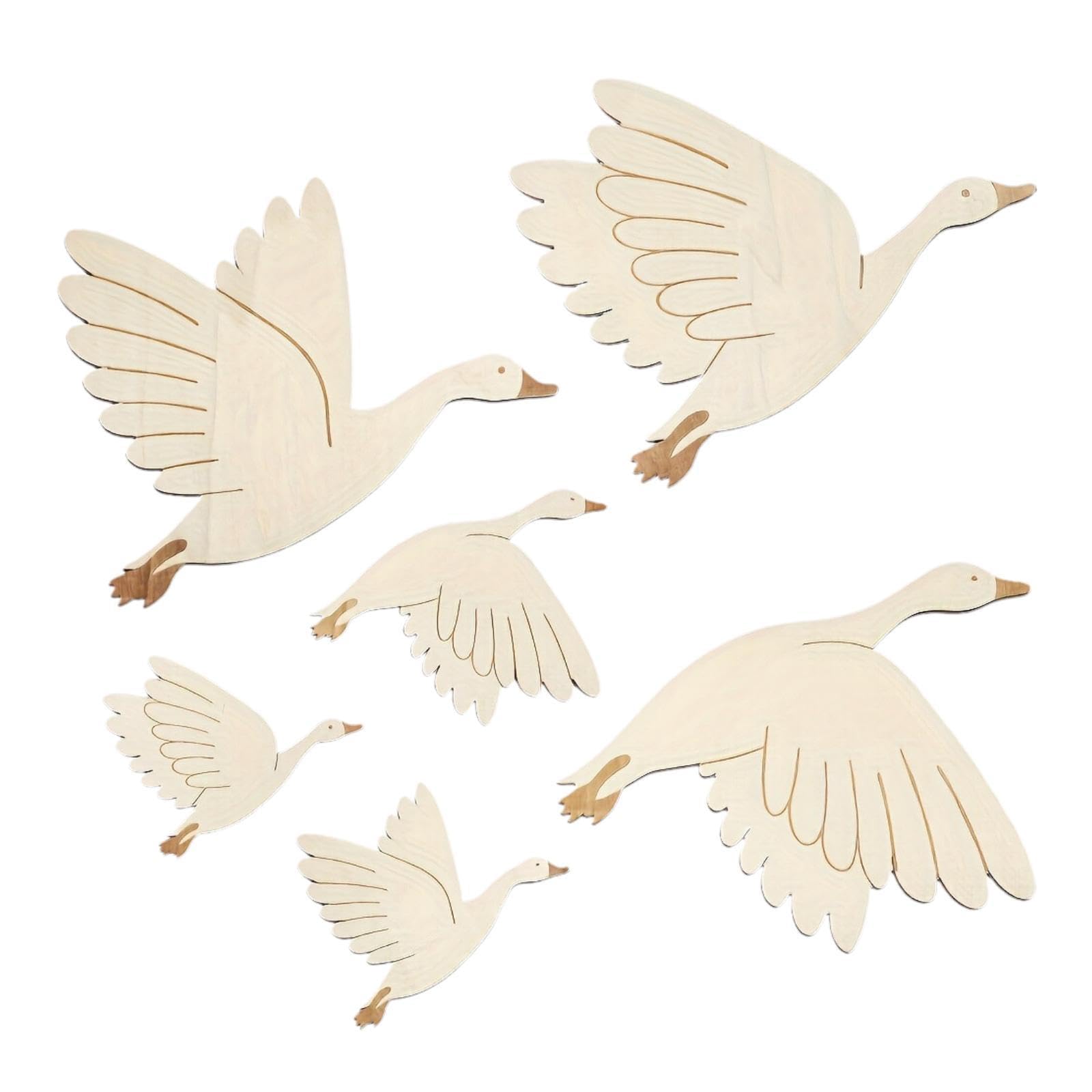 RadianceBiz Set of 6 Wooden Flying Bird Wall Decor for Bedroom, Housewarming