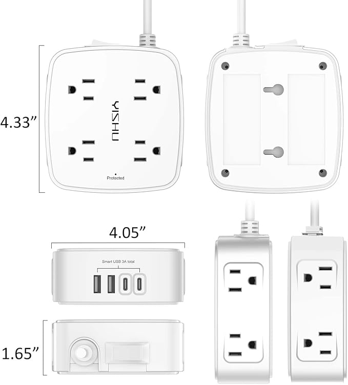 Extensión eléctrica con 8 tomas y 4 puertos USB miniatura 7
