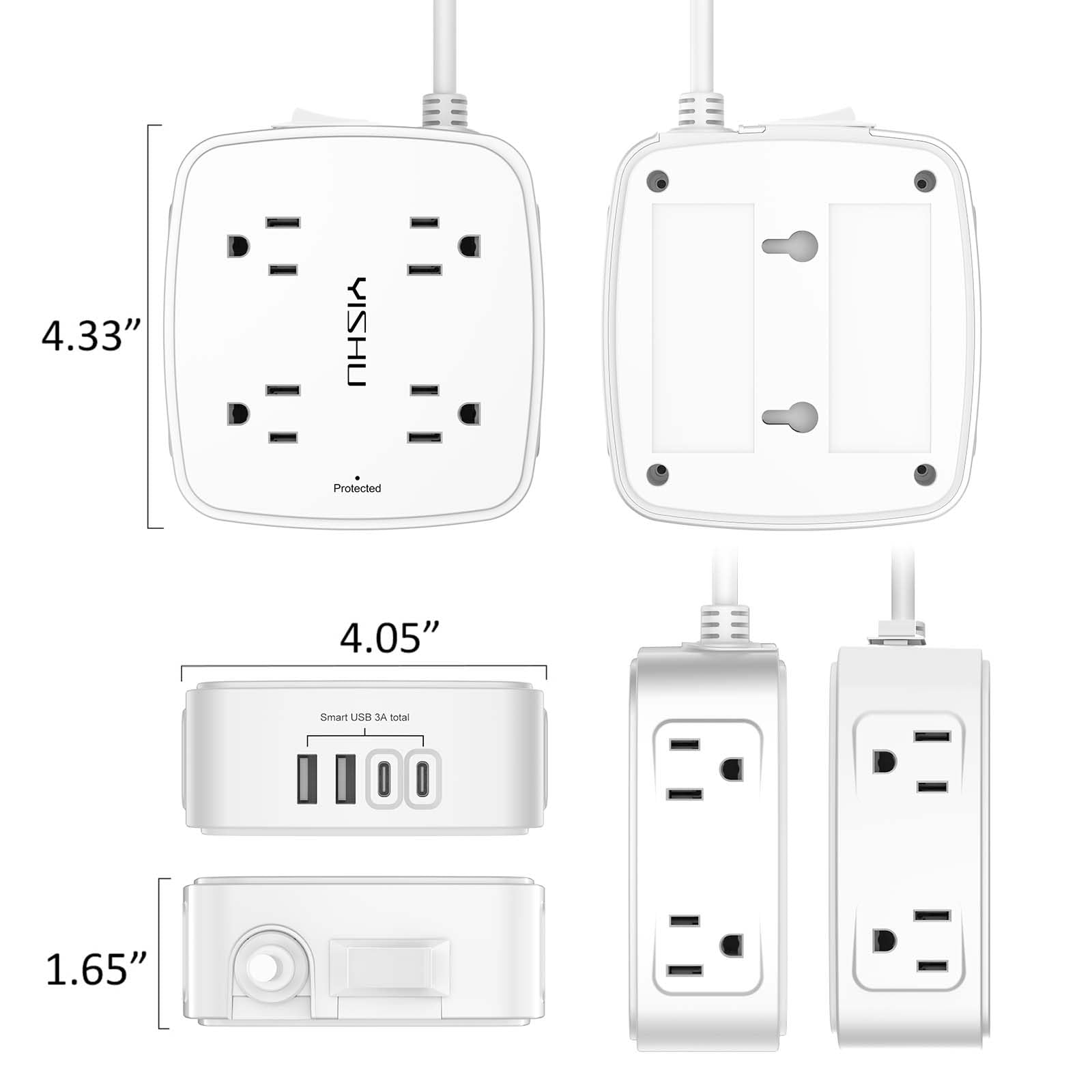 6Ft Surge Protector Power Strip with 8 Outlets & 4 USB Ports D78553