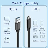Vista 3 de Cable USB3.2 tipo A a C de 10 Gbps, cable de datos USB 3.2 Gen 2 tipo C, carga rápida 3A 60W PD, cable Android Auto para Galaxy S23 S22 S21 Note 20
