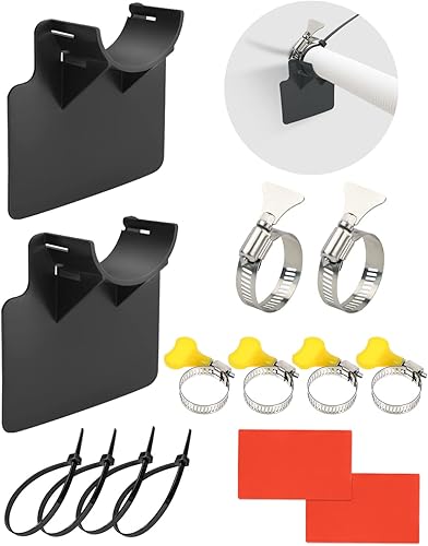Paquete de 2 soportes para manguera de piscina para manguera de piscina de 15 pulgadas máx soporte de soporte con 2 cintas y 4 bridas de cables 2