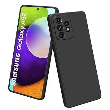 LIRAMARK Silicone Soft Back Cover Case for Samsung Galaxy A52 / Galaxy A52s 5G (Black)