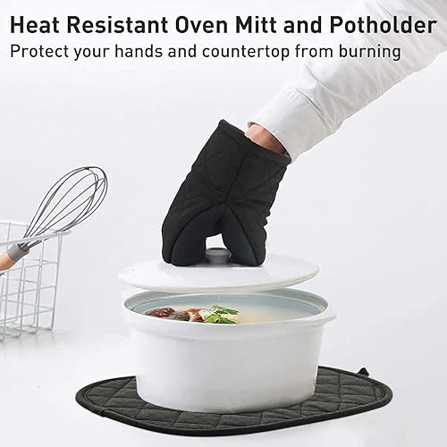 Miniatura 7 de 1 par de guantes cortos para horno con soporte para ollas, guantes de silicona para horno de cocina, resistentes al calor, 500 , mini guantes para
