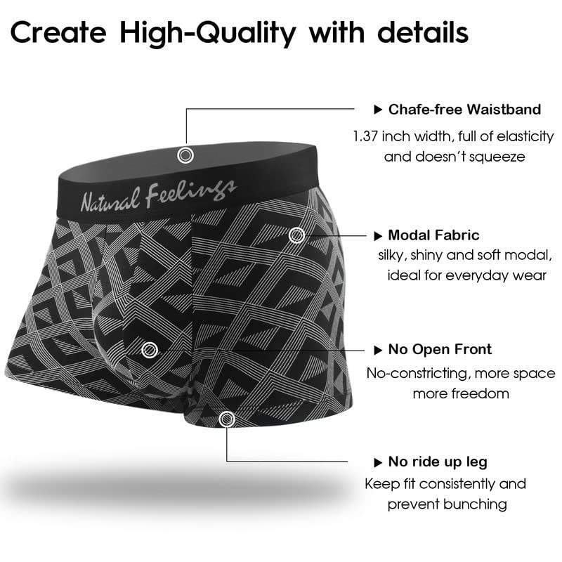 Natural Feelings Mens Underwear Trunks Mens Modal Boxer Briefs for Men Pack of 44