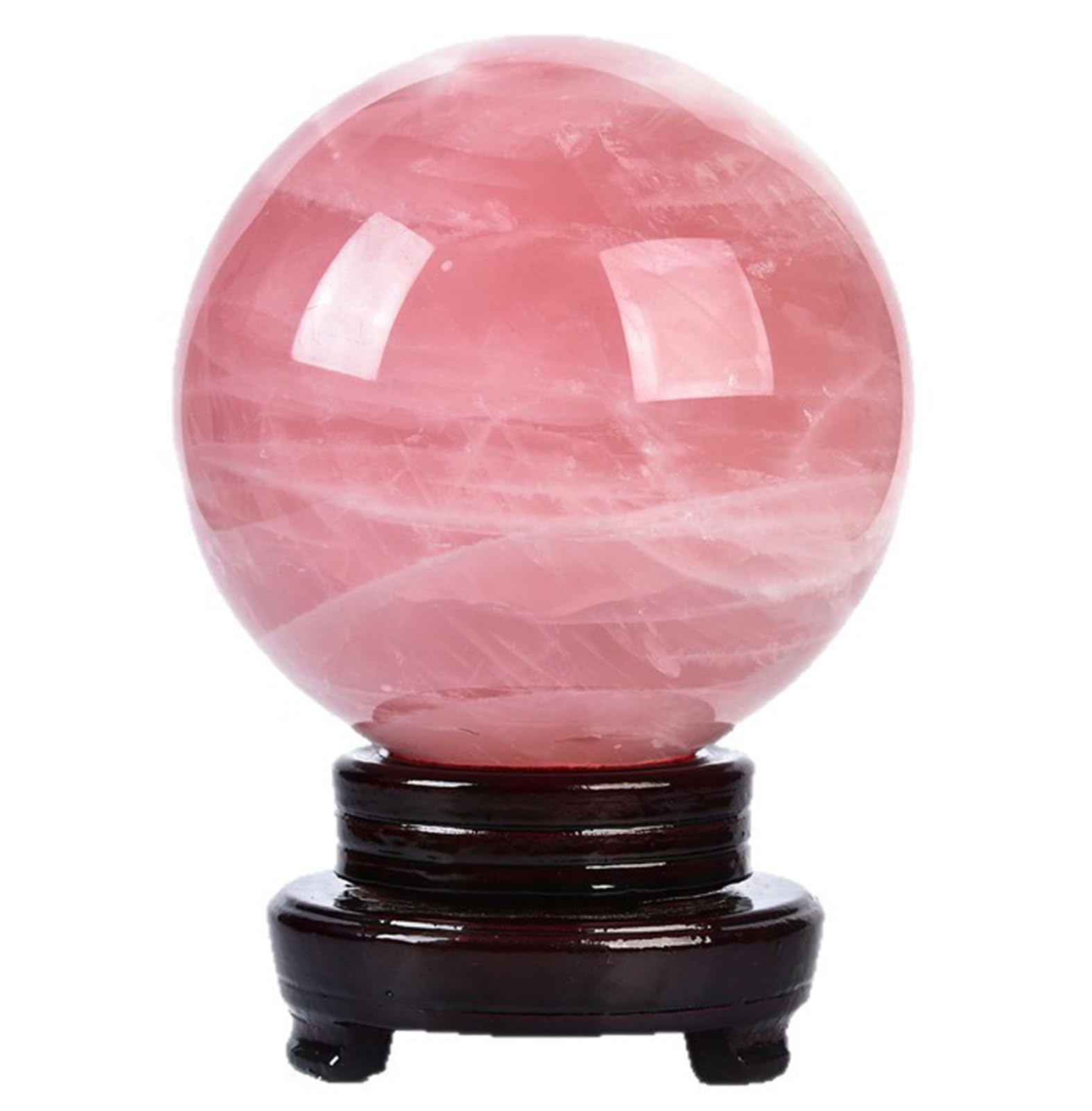 HSMQUBDBX Quartz Crystal Ball Decorative Stone Sphere Sculpture Figurine Rose Ornament for Home, Bedroom, Office Decor,6cm