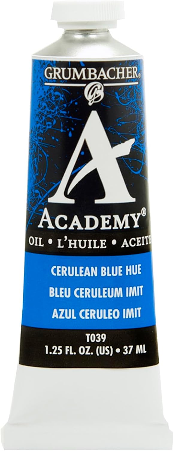 Grumbacher Academy Oil Paint, 37 ml/1.25 oz, Cerulean Blue Hue
