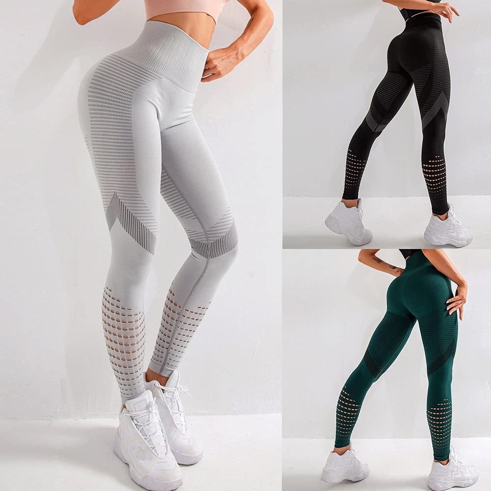 Pantalones de Yoga Cintura Alta Push Up Elástico Casual Fitness Legging Mujer Casual Elástico Tight Push Up Yoga Sport Legging Running Pant Pantalón (Gn S)