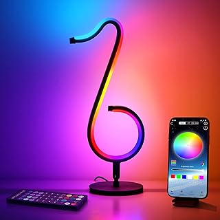 YISUN Lampe à LED Murale de Table 3D Bluetooth Dimmable Décoration de Bureau RGBIC 210 Mode APP + Télécommande, Chevet Blanc Chaud Lumière Multimédia Streaming Décor de lumières Froides Colorées