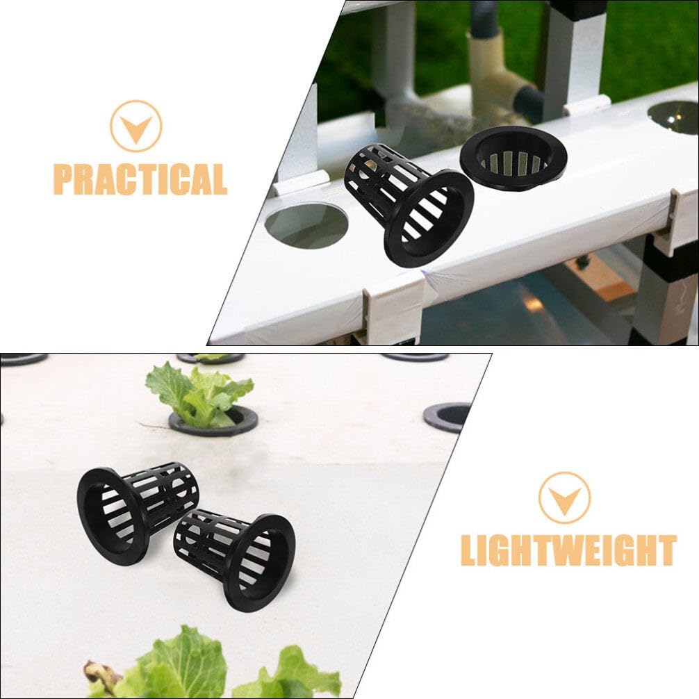 Happyyami 100 Pots Hydroponiques en Maille Noire Réutilisables en Plastique pour Jardinage de Légumes et Fruits, Panier-Pot pour Semis et Culture en Intérieur