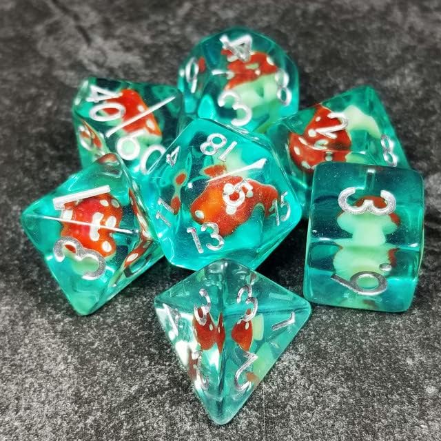 Miniatura 7 de Sage's Portal Familiars and Reagents - Juego de dados poliédricos de resina para Dungeons and Dragons RPG TTRPG (Red Magic Shrooms)