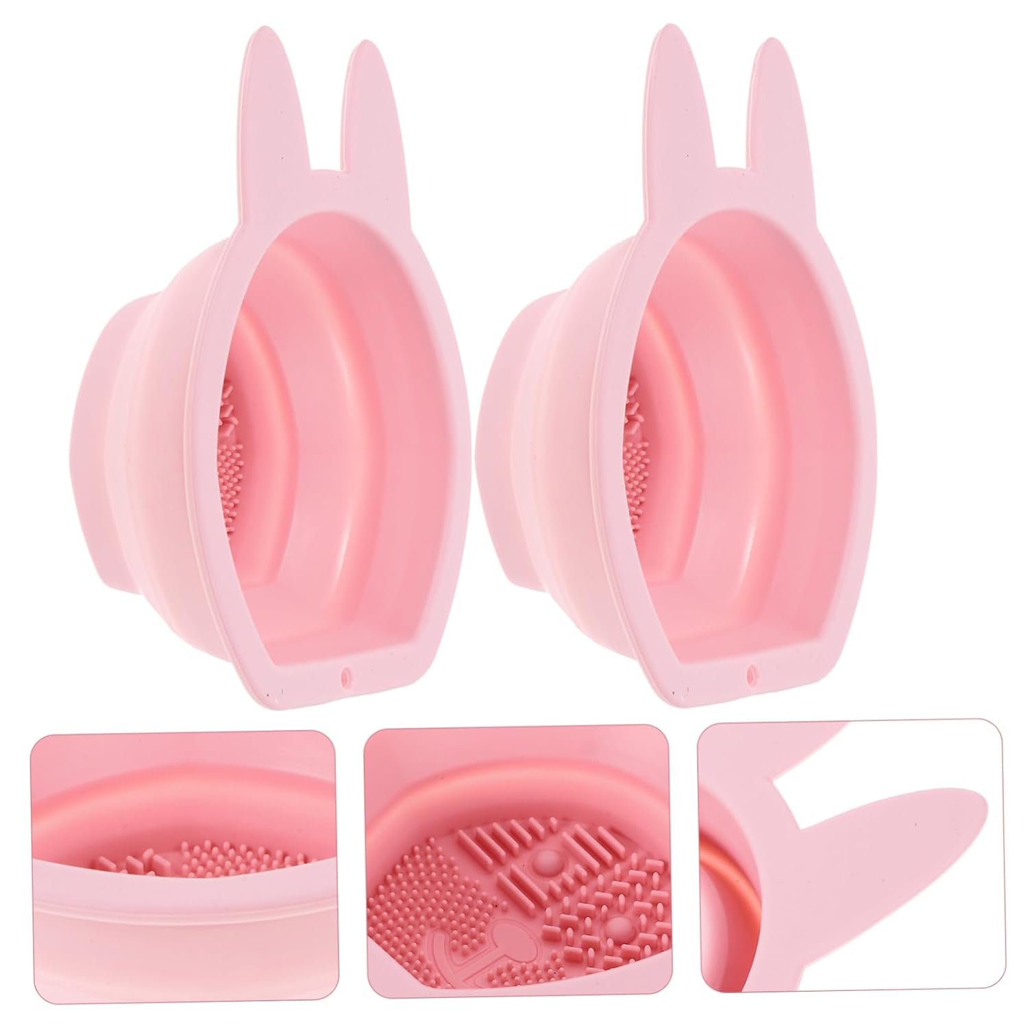 MAGICLULU Bunny-shaped Makeup Brush Cleaners Silicone Makeup Brush Cleaners Bowl 2pcs