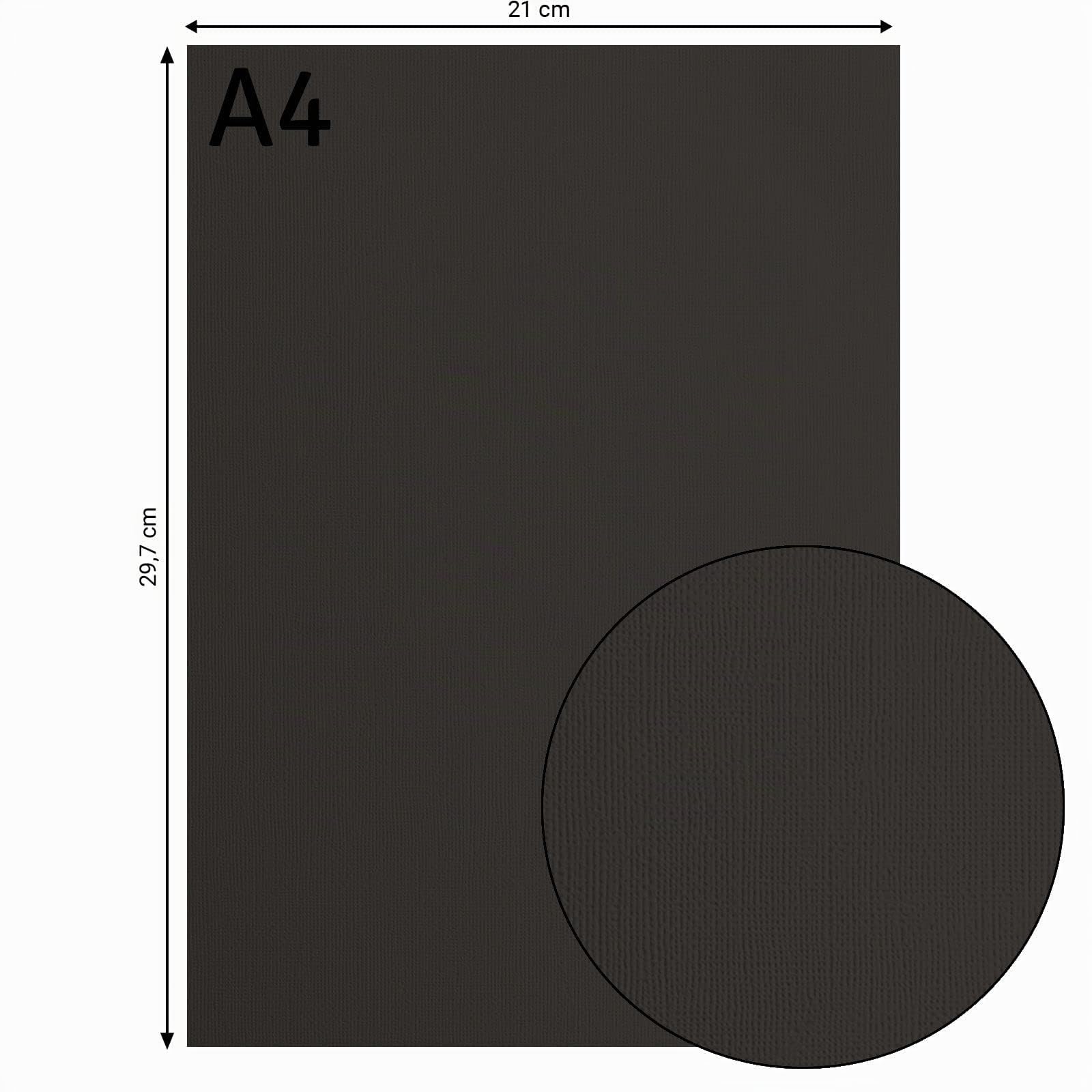 Florence Papier Cartonné Noir Rugueux - A4-10 feuilles - 216 g/m² - Papier pour Scrapbooking, Carterie, Perforation et Faire Part de Mariage