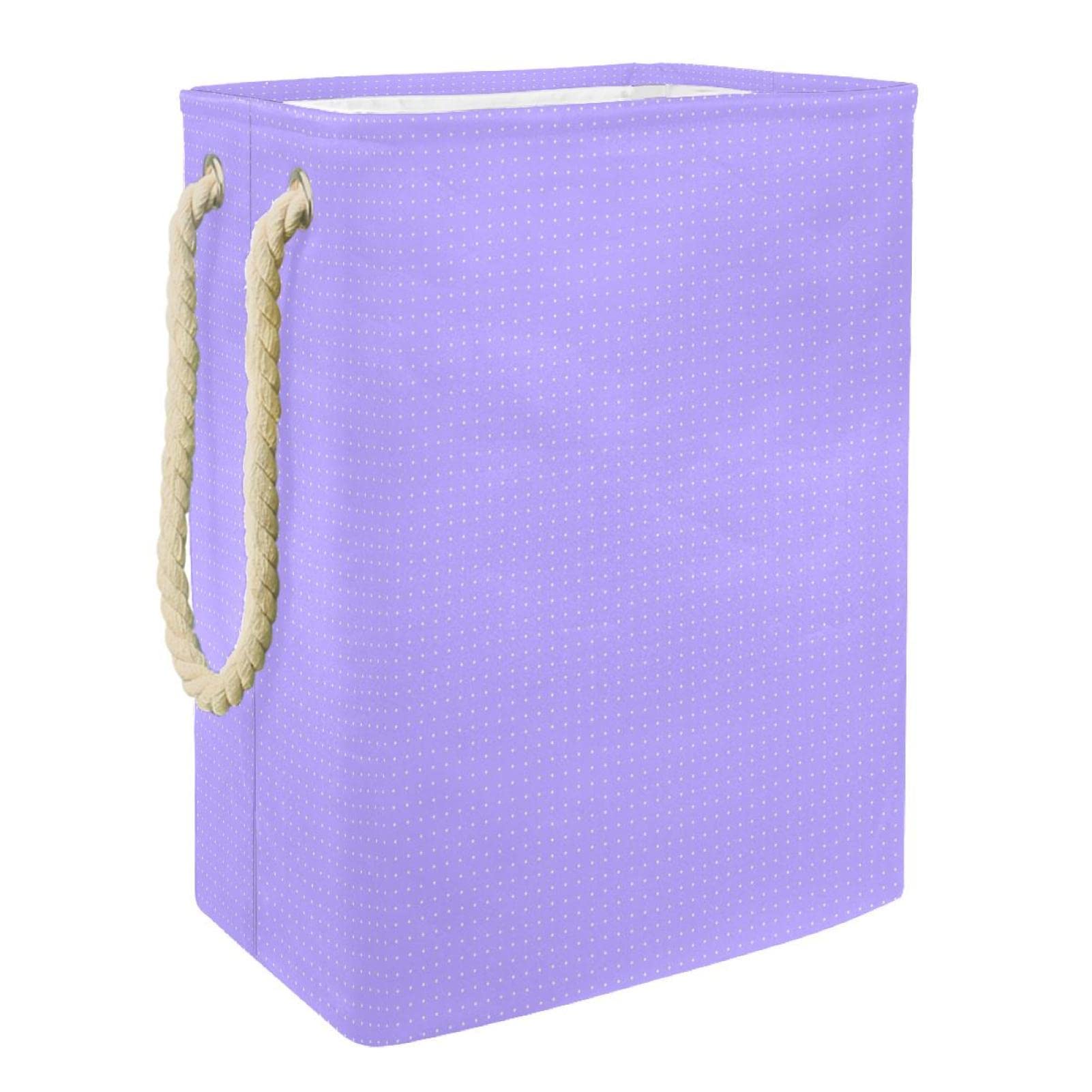 Panier à linge imperméable anti odeur poignée tissu pois lilas