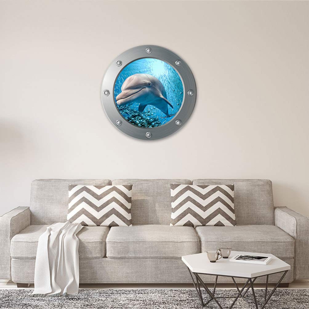 Stickers Decorativos De Ventana Submarina Diseño De Delfines Para Habitaciones Infantiles y Salones Pegatinas Extraíbles Para Decorar El Hogar