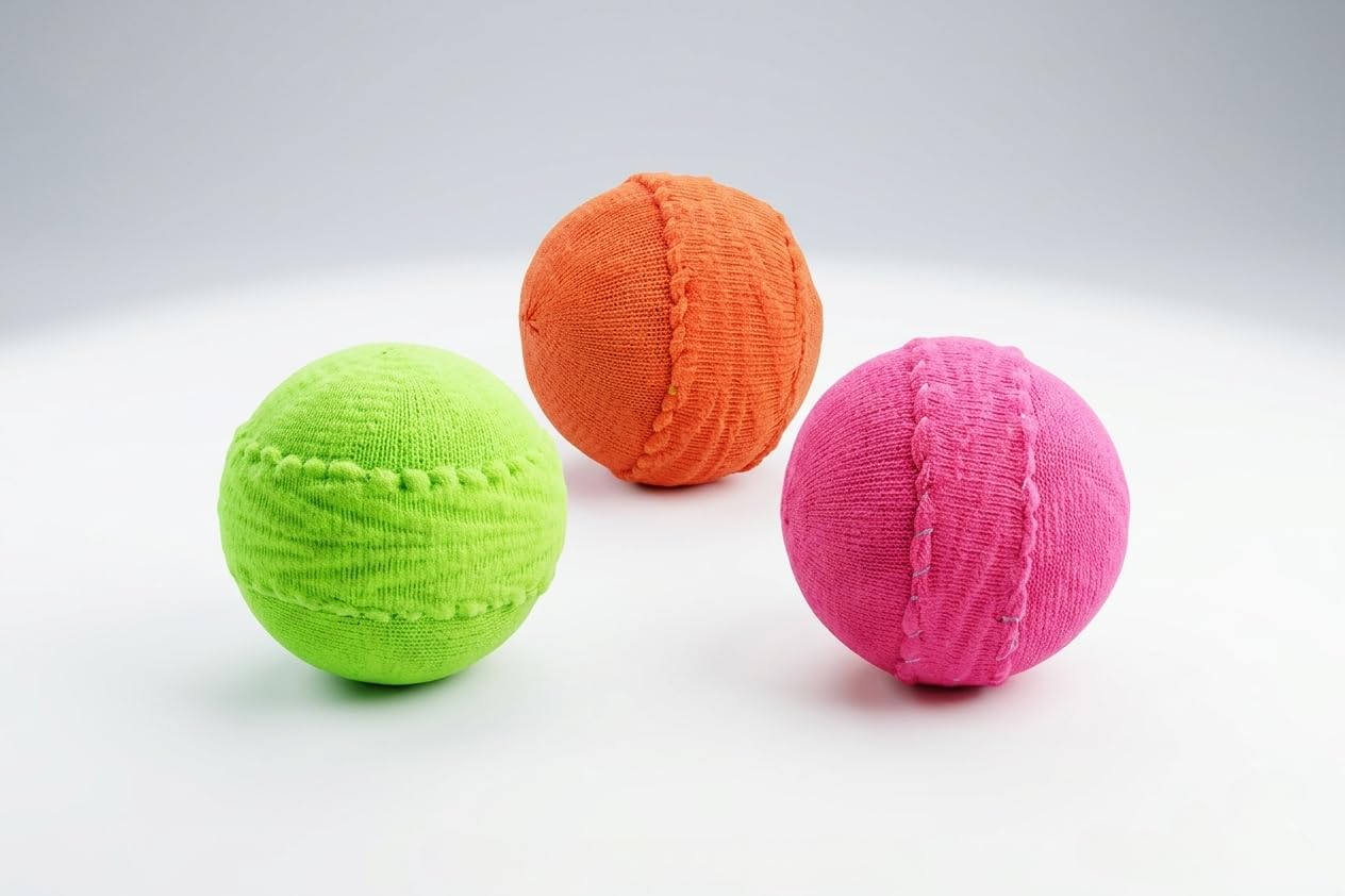 Soft Cloth Cricket Ball Pack of 3, Fluorescent Night Visible Balls for Kids, Indoor & Outdoor Gully Cricket Practice, Lightweight Cotton Training Ball-image-23
