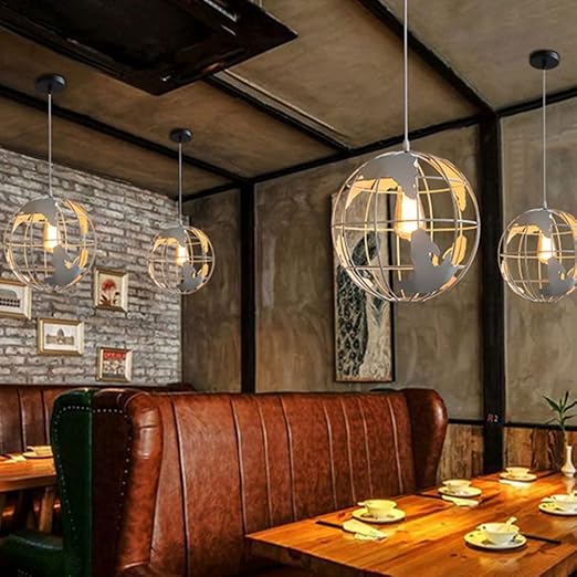 CHENKUI CHENKUI Zwarte Bolvormige Lampenkap Restaurant Kroonluchter Moderne Metalen Plafond Holle Hanglamp Verlichtingsarmaturen Voor Creatieve Persoonlijkheid Voor Bar, Eetkamer, Break Room Decor Lamp: photo 2