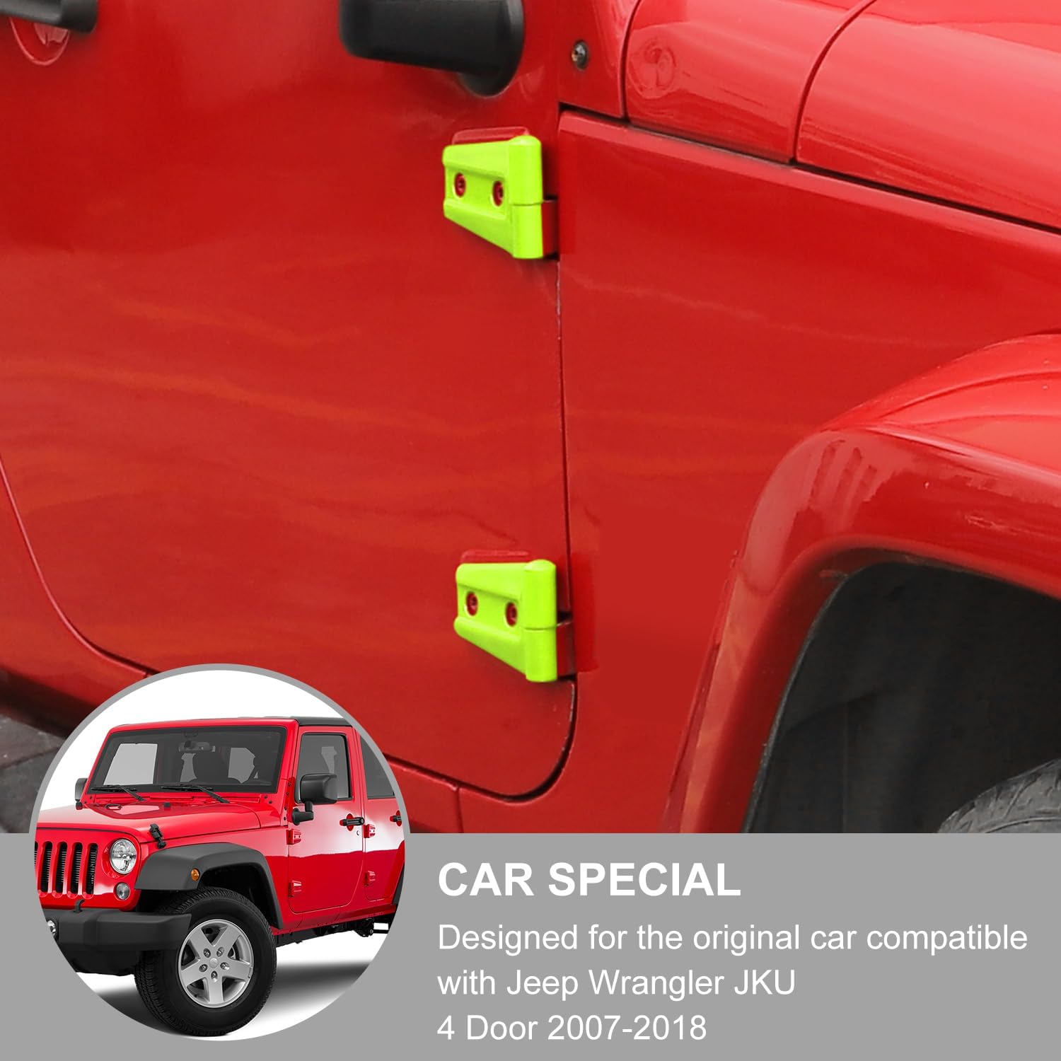 Jimen Compatible with Jeep Wrangler JK & Unlimited 4 Door 2007-2018, 30PCS Car Door & Hood Cover Exterior Trim Accessories (Green)