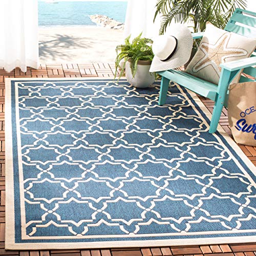 Safavieh Courtyard Collection CY6916-268 Navy and Beige Indoor/ Outdoor Area Rug