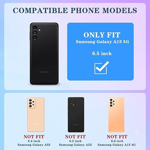 Miniatura 2 de Coralogo Funda 3 en 1 para Samsung Galaxy A13 5G con purpurina brillante para mujeres y niñas, funda brillante para teléfono, bonito diseño floral