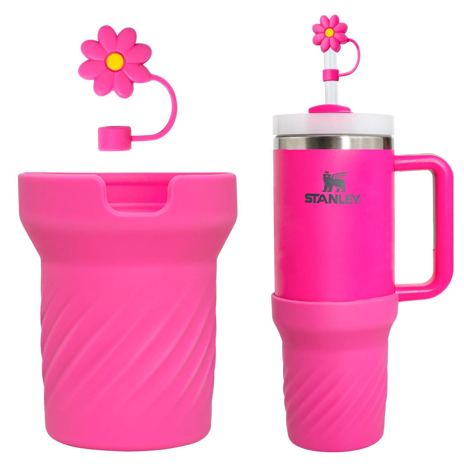 NiHome Stanley Becher Hülle & Strohhalmkappe - Silikon, Rutschfest, Für 1,2 L Quencher