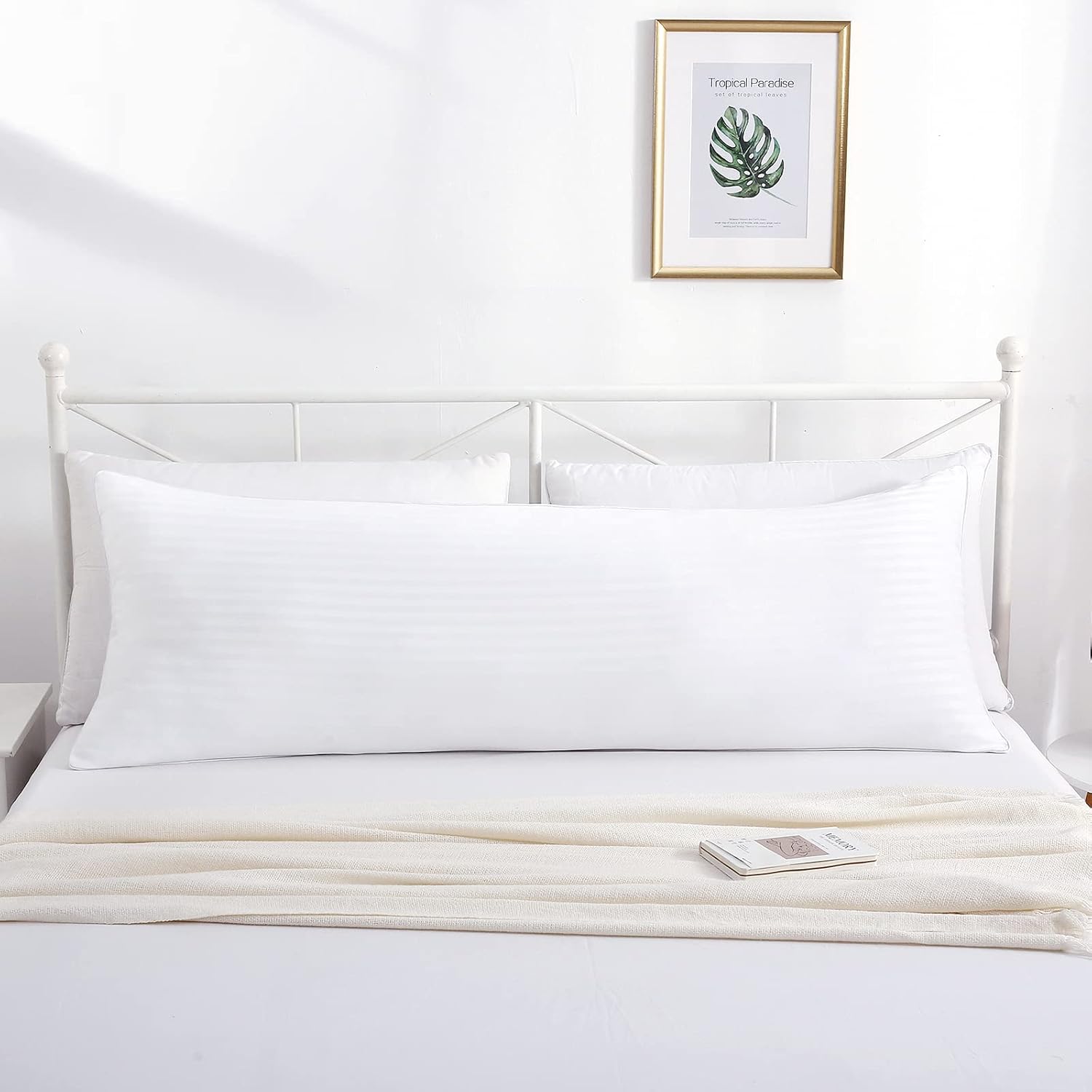 YUGYVOB Cooling Body Pillow for Adults- Satin Stripe Long Pillow for Bed, Full Body Pillow Insert, Fluffy & Firm, 20x54 Inch : Home & Kitchen
