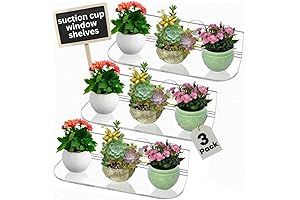 Slide-Proof 3-Pack Suction Cup Window Shelves for Plants