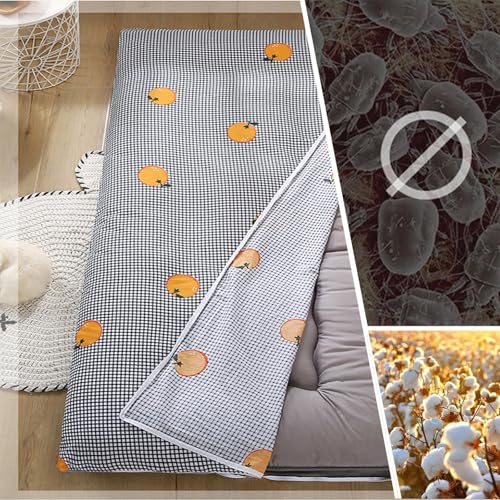 Futon-Matratzenbezug, 100 % Baumwolle, mit Reißverschluss, japanischer Boden-Futonbezug, maschinenwaschbar, volle Größe, 360°-Wickel-Design