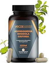 Ashwagandha + Rhodiola Rosea 5HTP Grifonia 400 mg | Increases Energy and Reduces Fatigue and Anxiety | 100 Vegan Tablets