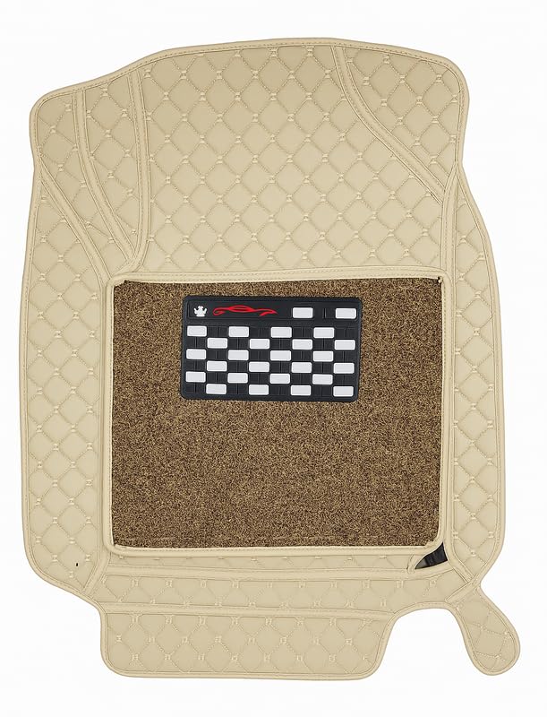 Image of SINEX Premium 7D car mat Full Set for MG Windsor EV Luxury Leather Double Car Floor Mat Complete Set || 100% Waterproof and Washable Color : Beige