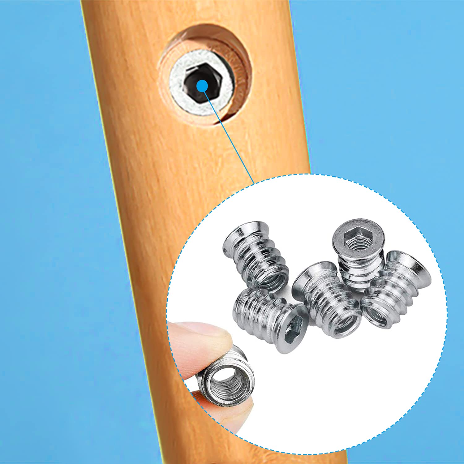 Dadi Con 4 Punte In Acciaio Zincato - 50 Pezzi M5 X 8 Mm Per Falegnameria - Foto 6